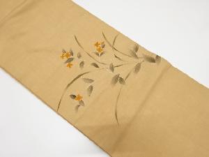 手織り紬草花模様名古屋帯